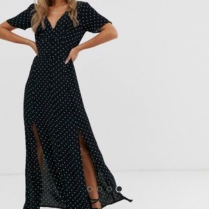 Womens black Maxi Dress With Polka Dots